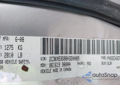 2008 Chrysler 300 Touring from USA, damaged, VIN 2C3KA53G88H320089